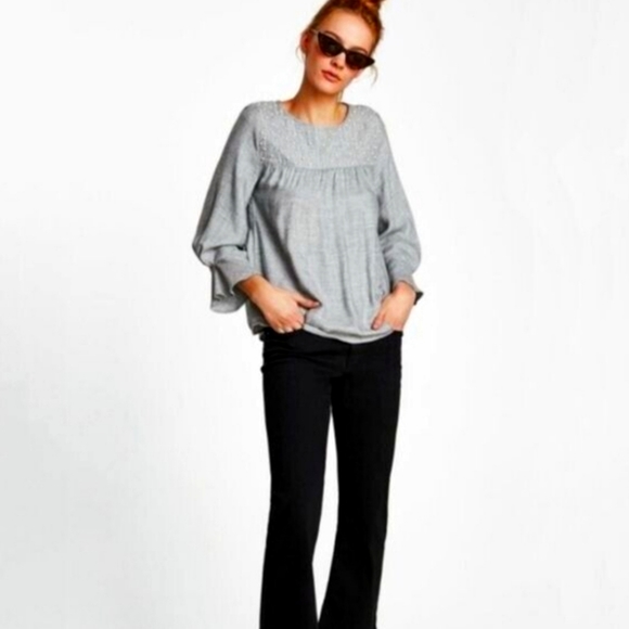 (XS/M) Luna Vintage Pearl Embellised Blouse Ptp 18"×L23" - Picture 2 of 10